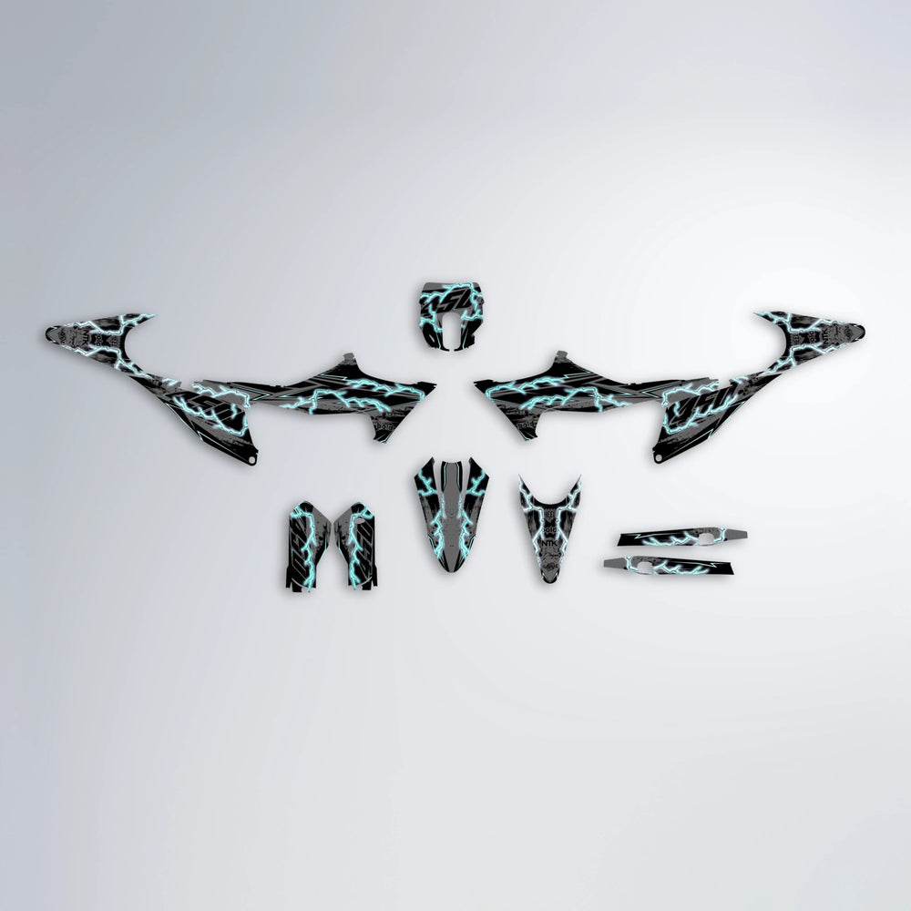 PATCHY Stark Varg MX graphics kit parts layout in Mint