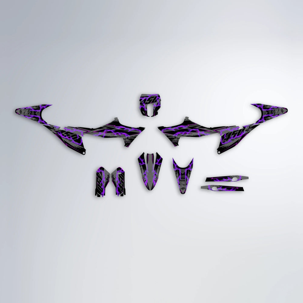 PATCHY Stark Varg MX graphics kit parts layout in Purple