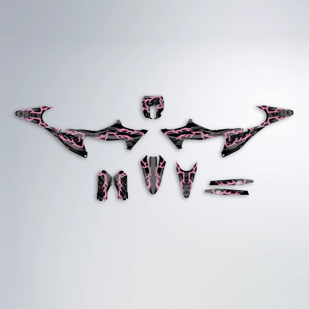 PATCHY Stark Varg MX graphics kit parts layout in Sakura Pink