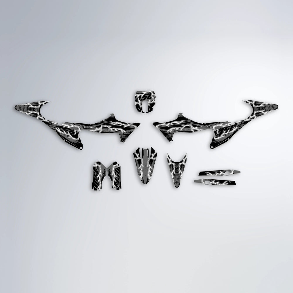 PATCHY Stark Varg MX graphics kit parts layout in White