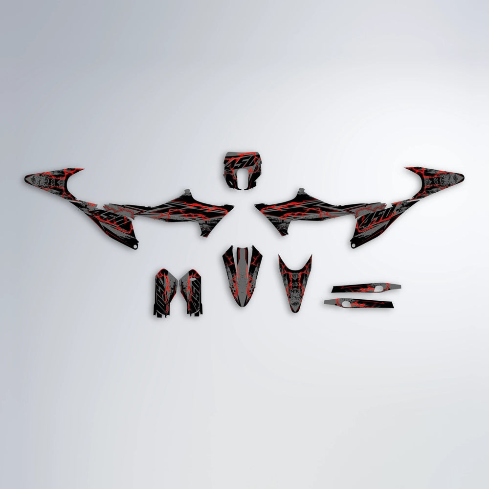 PATCHY Stark Varg SM graphics kit parts layout in Black & Red