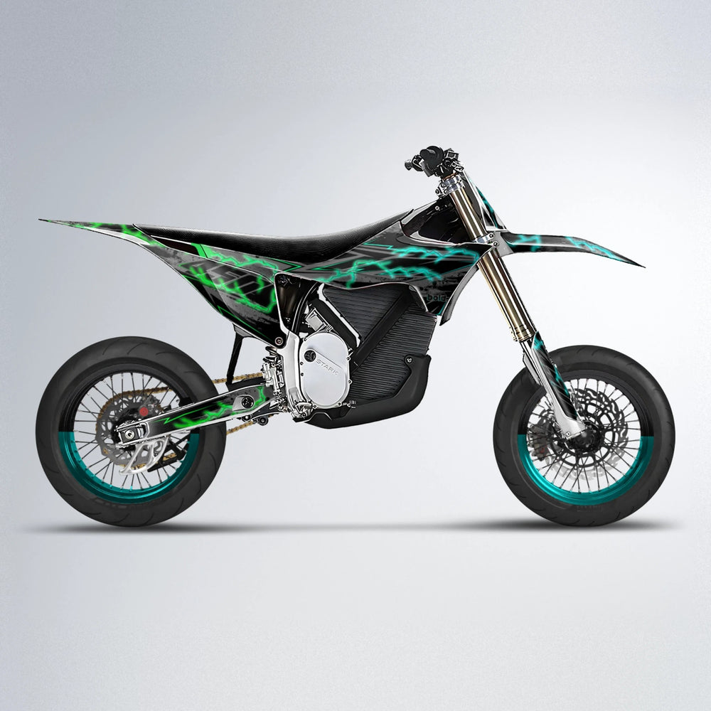 PATCHY Stark Varg SM supermoto graphics kit in Cyan & Green