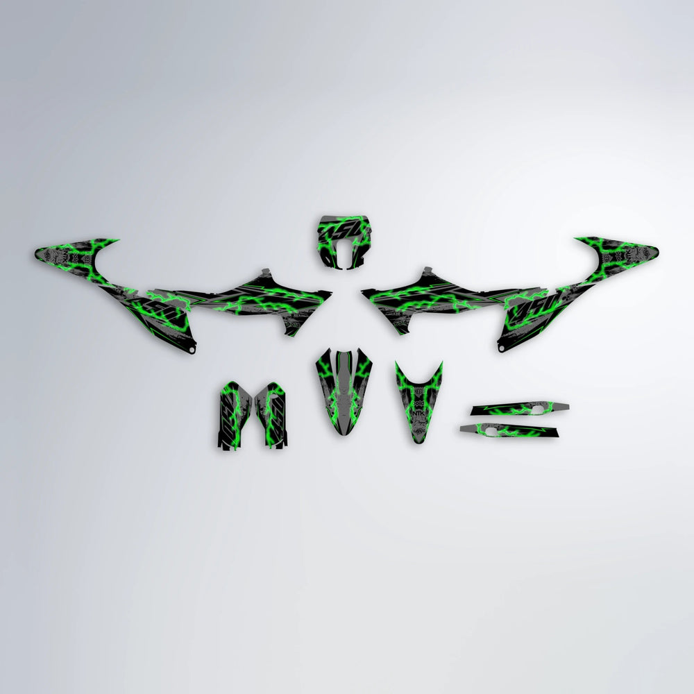 PATCHY Stark Varg SM graphics kit parts layout in Green