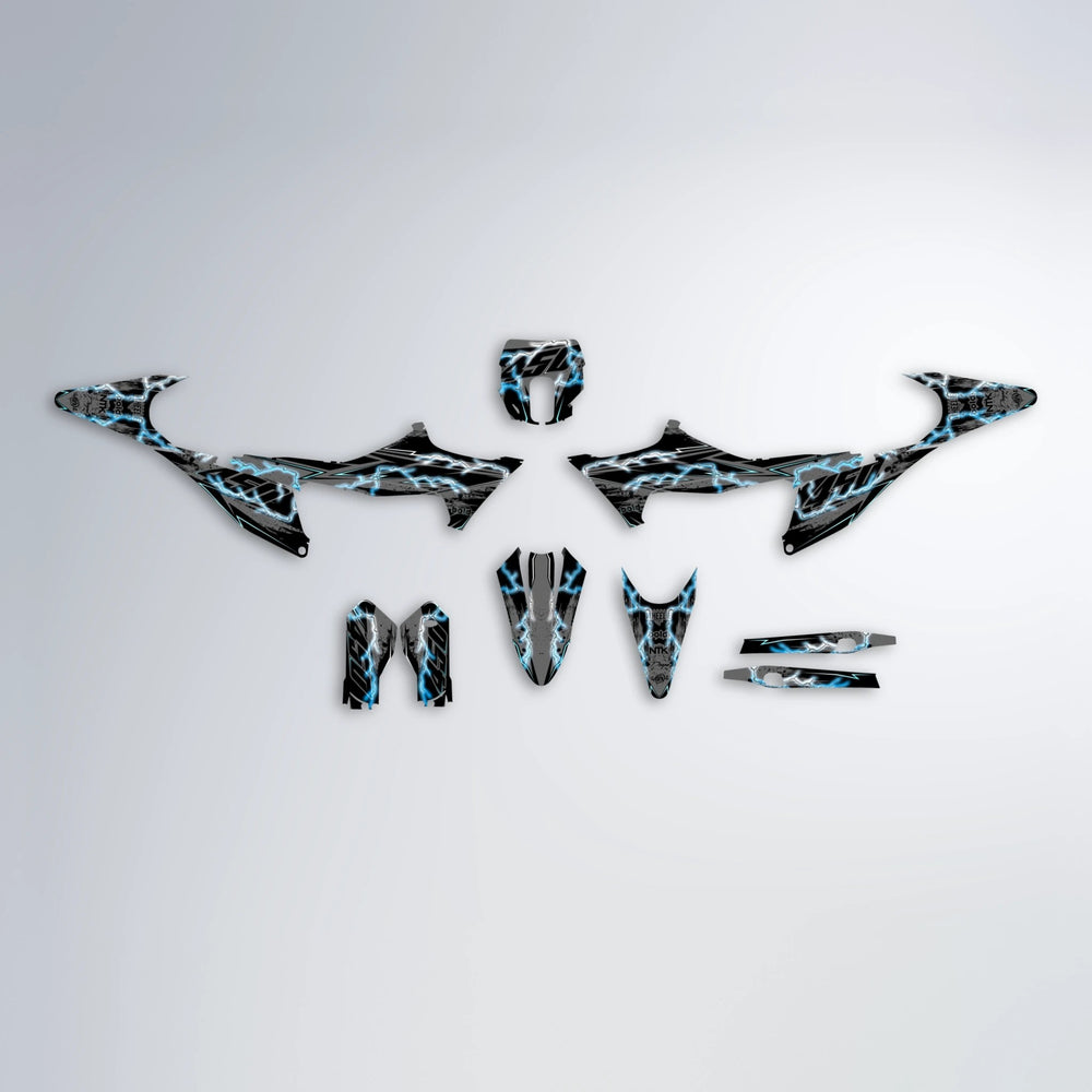PATCHY Stark Varg SM graphics kit parts layout in Light Blue & White
