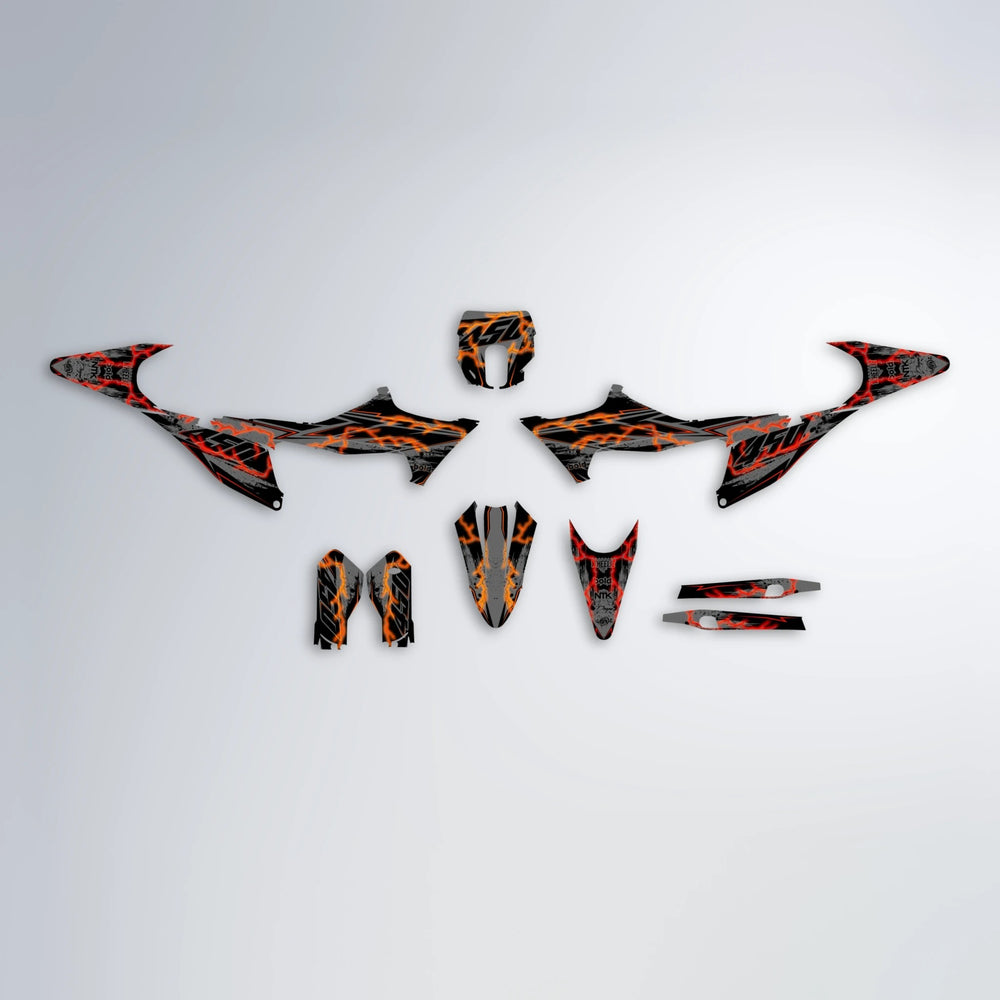 PATCHY Stark Varg SM graphics kit parts layout in Red & Orange