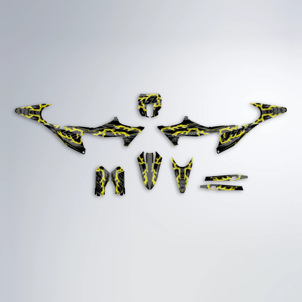 PATCHY Stark Varg SM graphics kit parts layout in Yellow