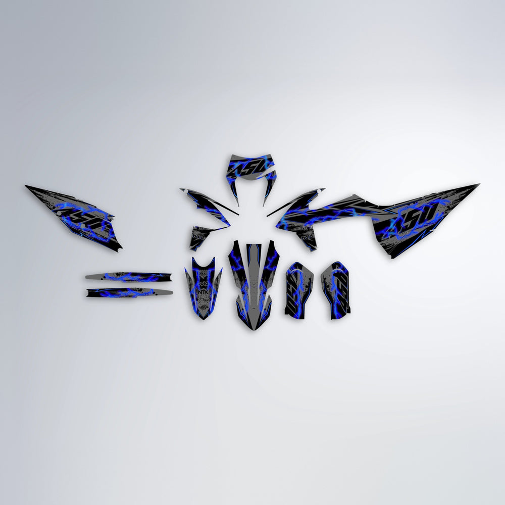 PATCHY graphics kit parts layout in Blue Chrome