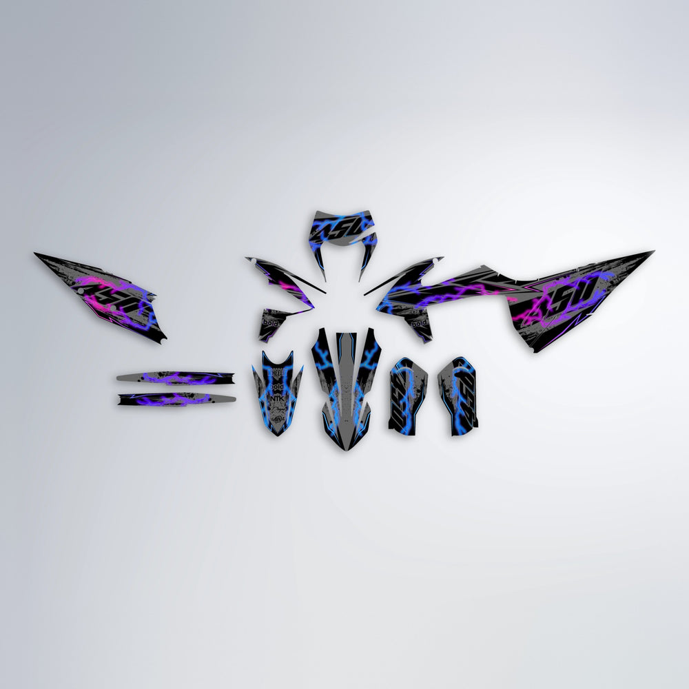 PATCHY graphics kit parts layout in Blue Purple Fade