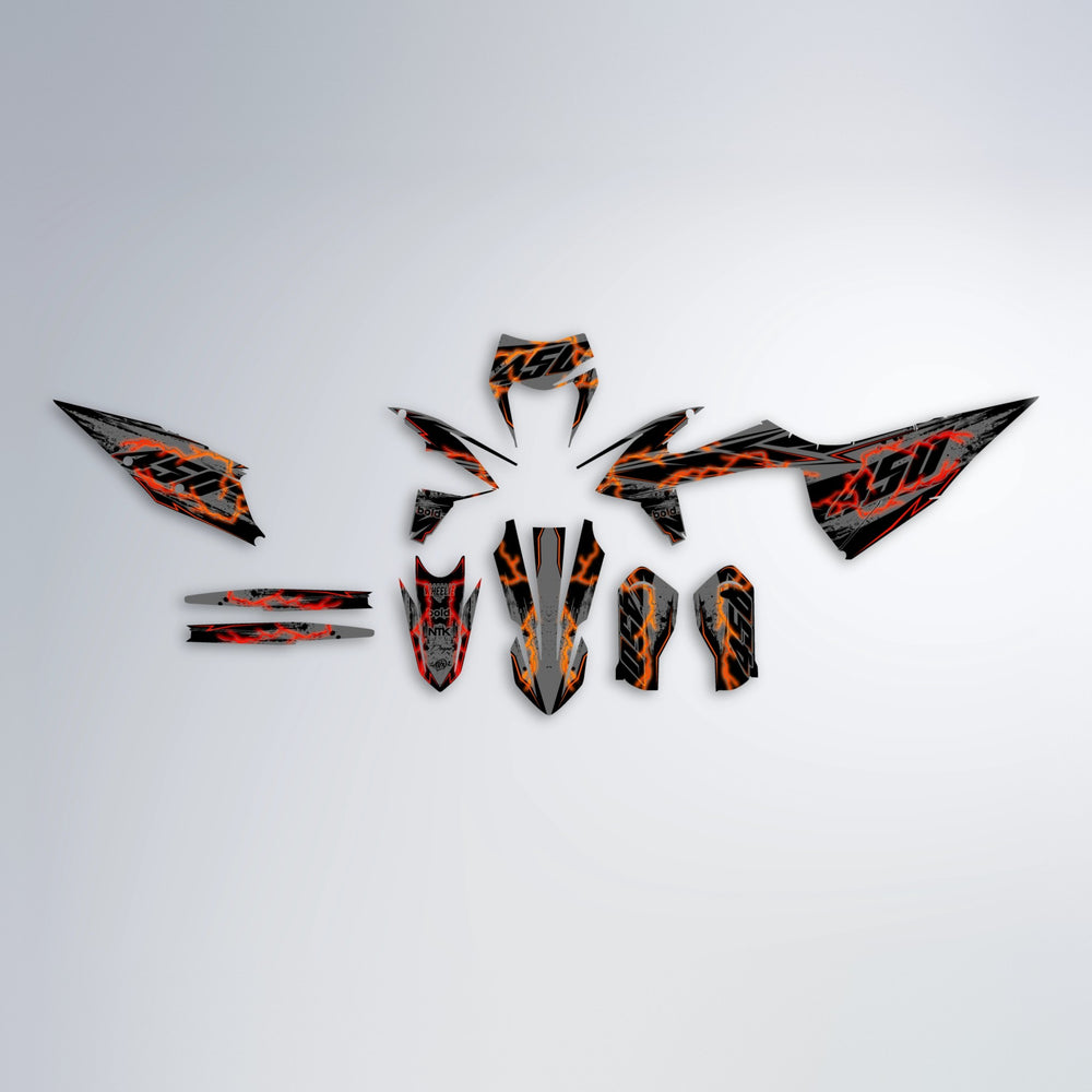 PATCHY graphics kit parts layout in Red & Orange