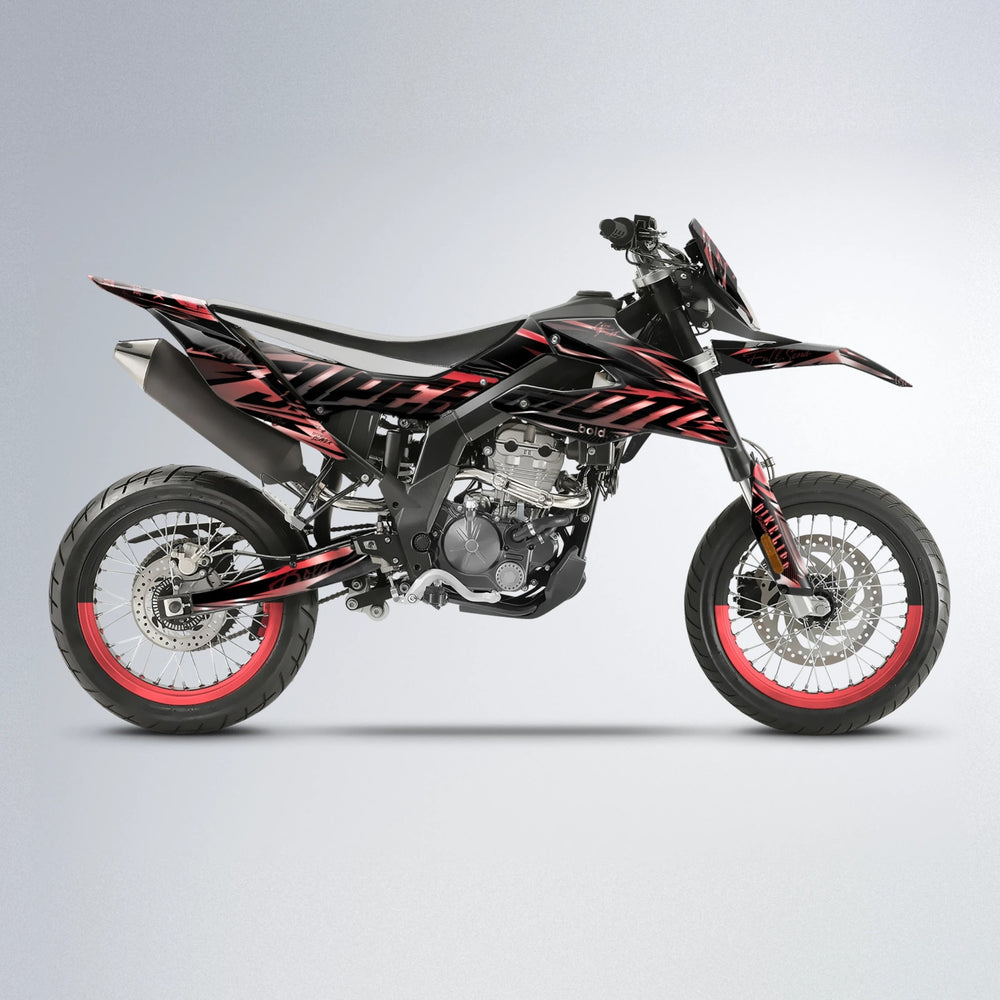 PHANTOM Aprilia SX 125 supermoto graphics kit in Black & Red