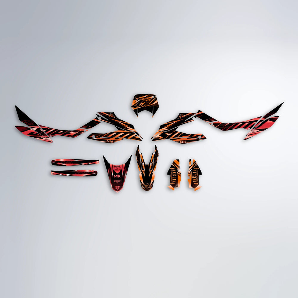 PHANTOM Aprilia SX 125 graphics kit parts layout in Red & Orange