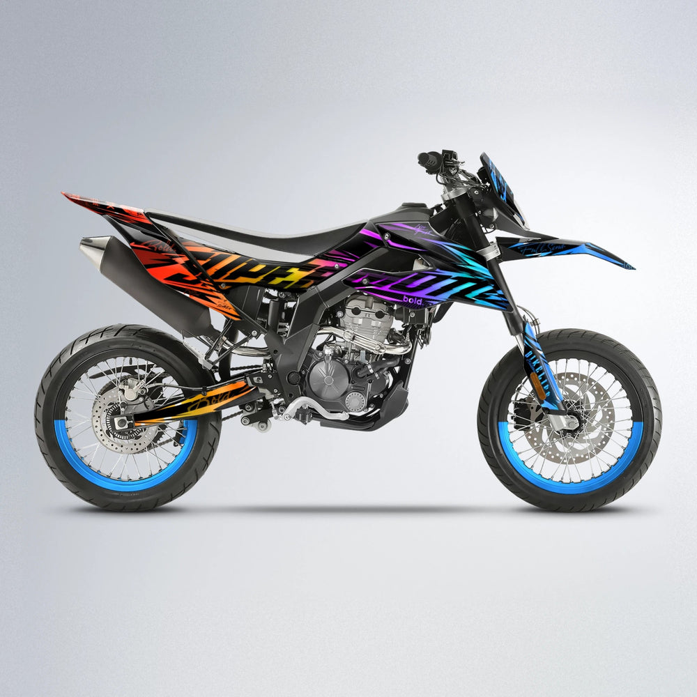 PHANTOM Aprilia SX 125 supermoto graphics kit in Sunset Fade