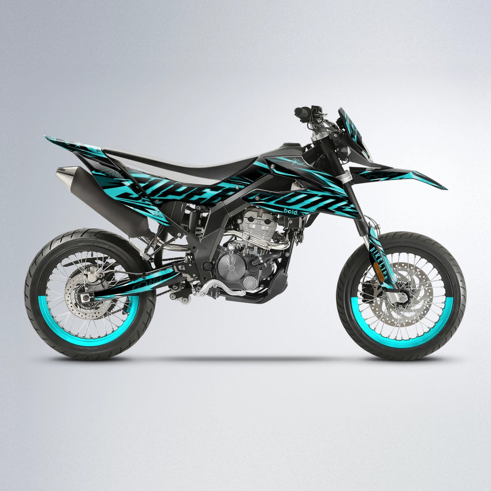 PHANTOM Aprilia SX 125 supermoto graphics kit in Teal