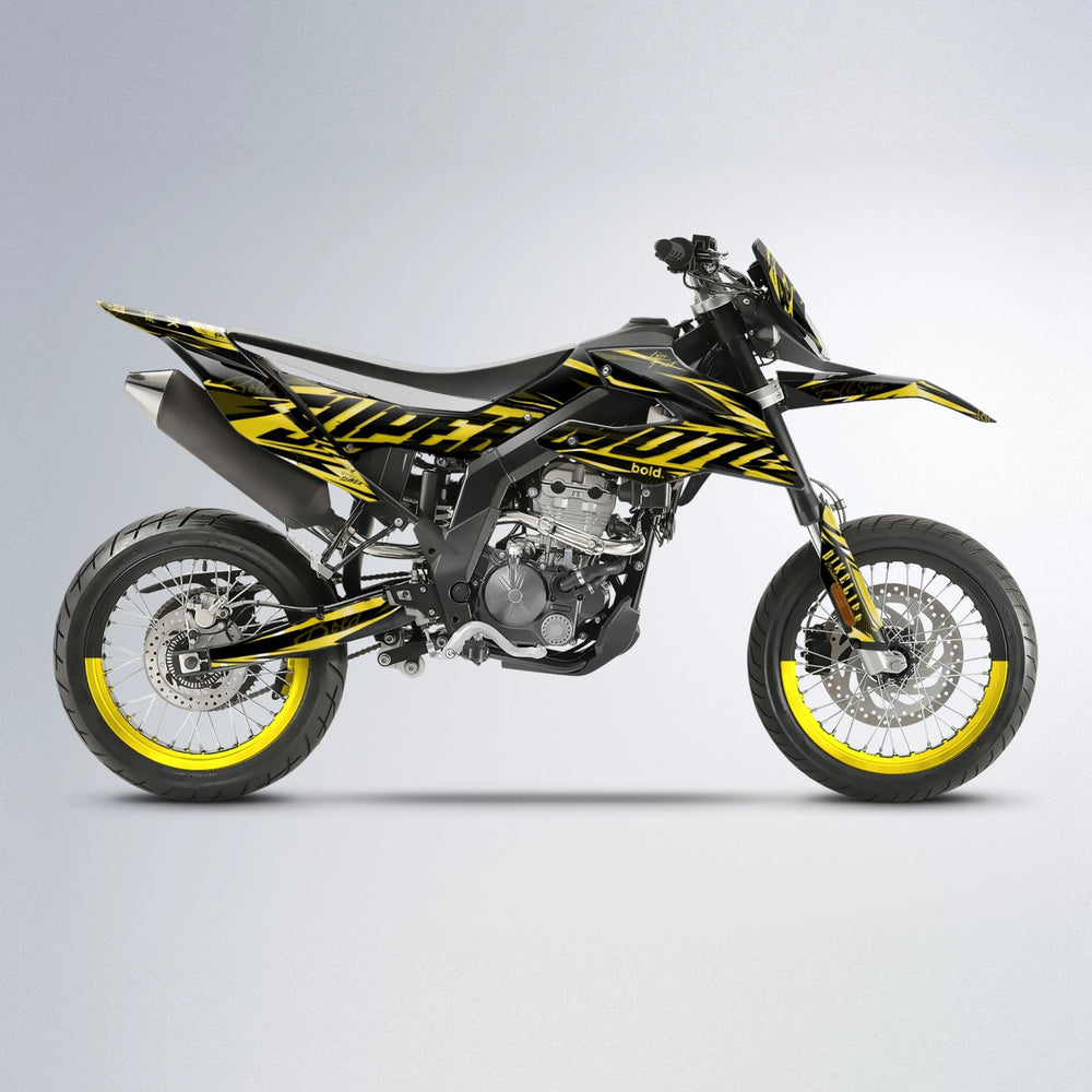 PHANTOM Aprilia SX 125 supermoto graphics kit in Yellow