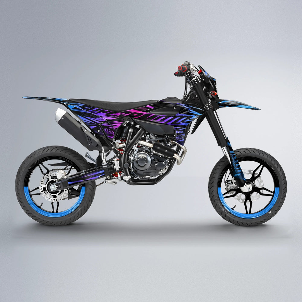 PHANTOM Beta supermoto graphics kit in Blue Purple Fade