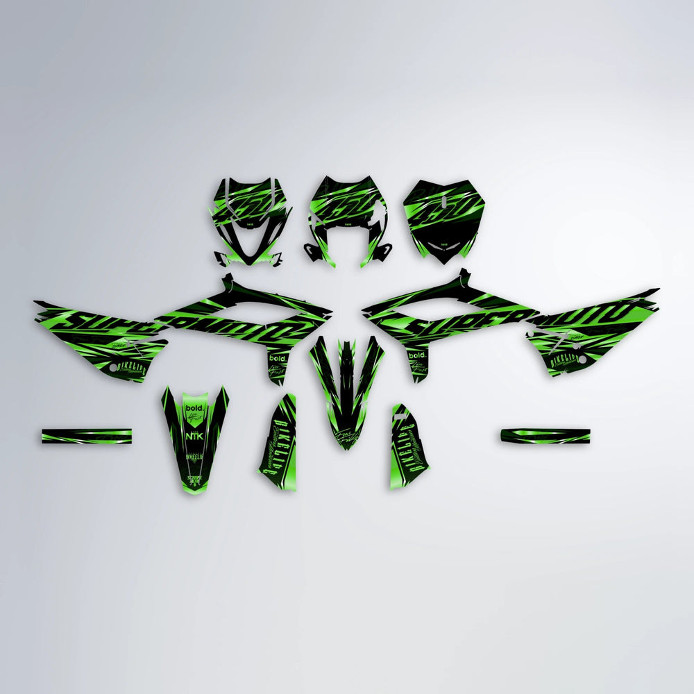 PHANTOM Beta graphics kit parts layout in Green