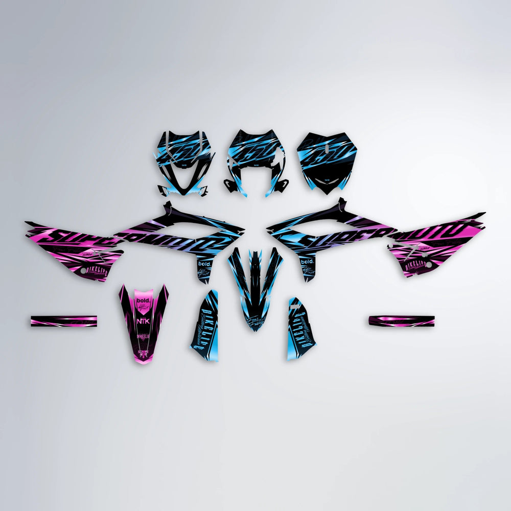 PHANTOM Beta graphics kit parts layout in Pink & Light Blue