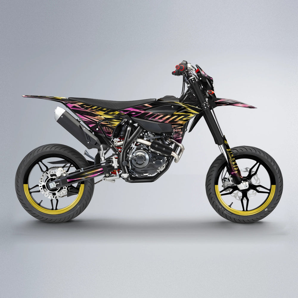 PHANTOM Beta supermoto graphics kit in Pink & Yellow