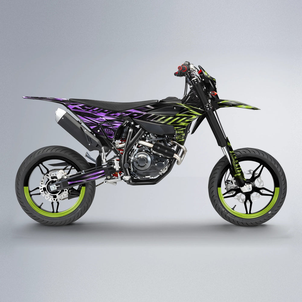 PHANTOM Beta supermoto graphics kit in Purple & Yellow