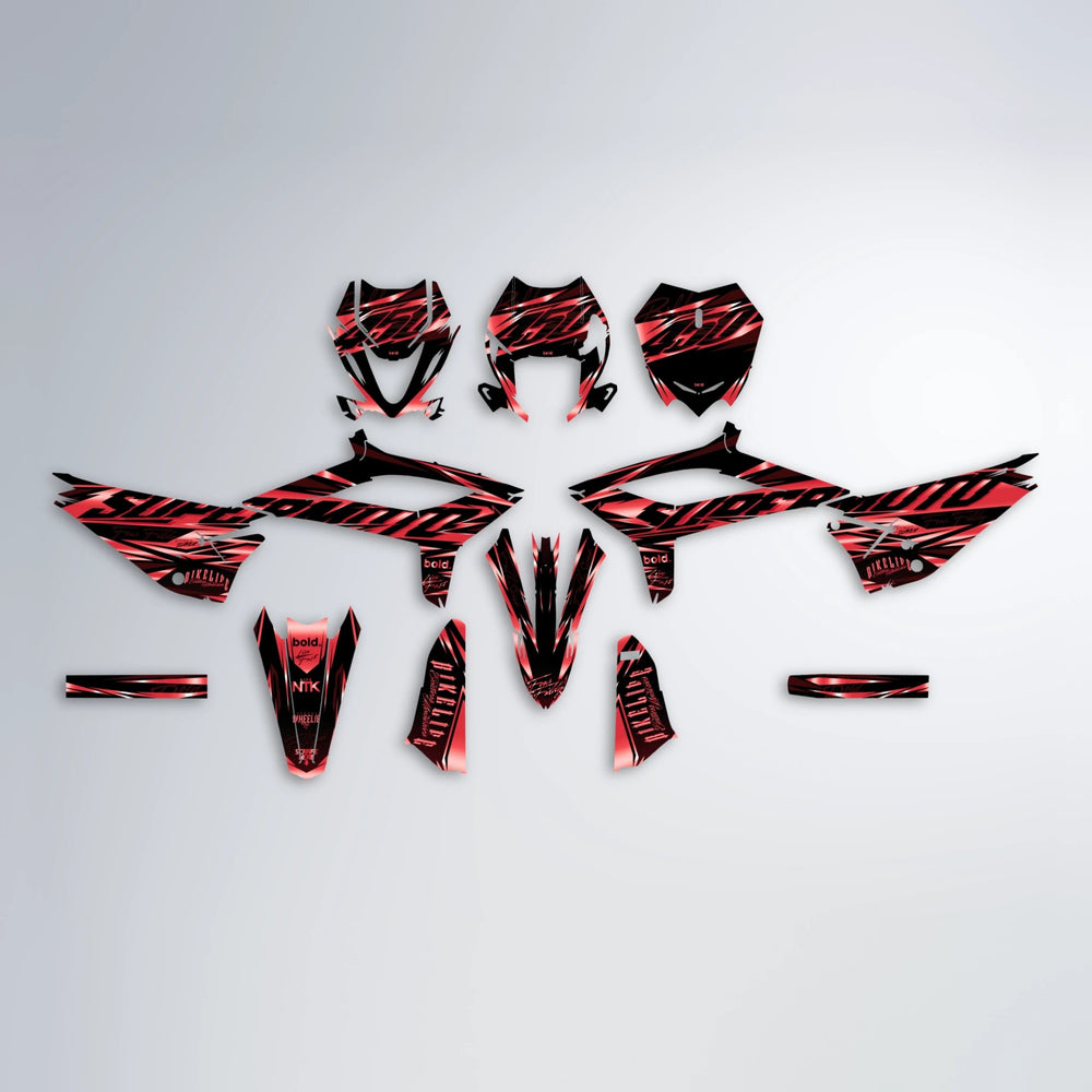 PHANTOM Beta graphics kit parts layout in Red