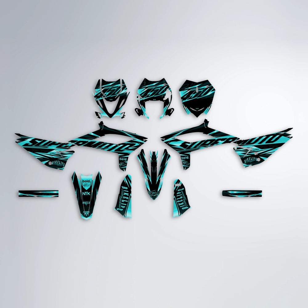 PHANTOM Beta graphics kit parts layout in Teal
