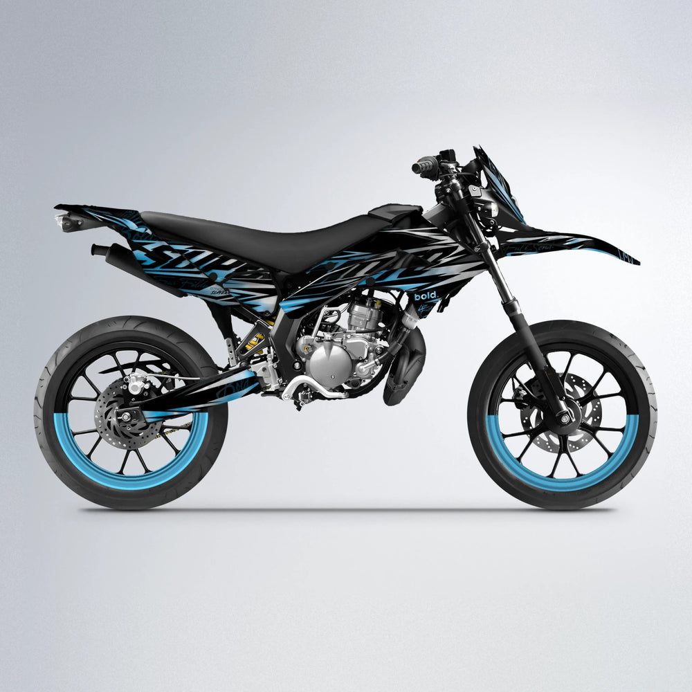 PHANTOM Derbi Senda supermoto graphics kit in Light Blue & White