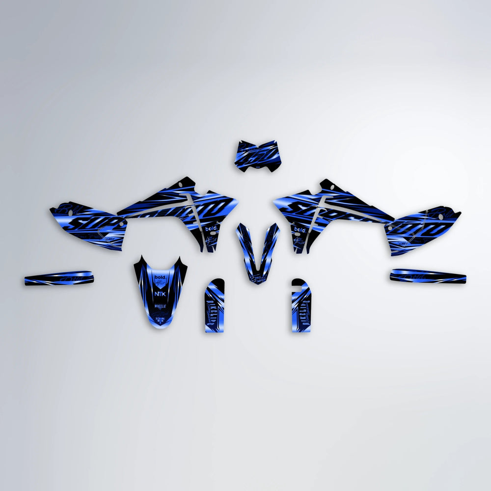 PHANTOM Fantic graphics kit parts layout in Blue