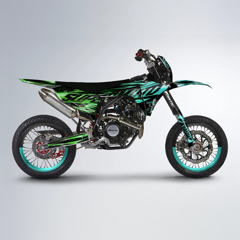 PHANTOM Fantic supermoto graphics kit in Cyan & Green