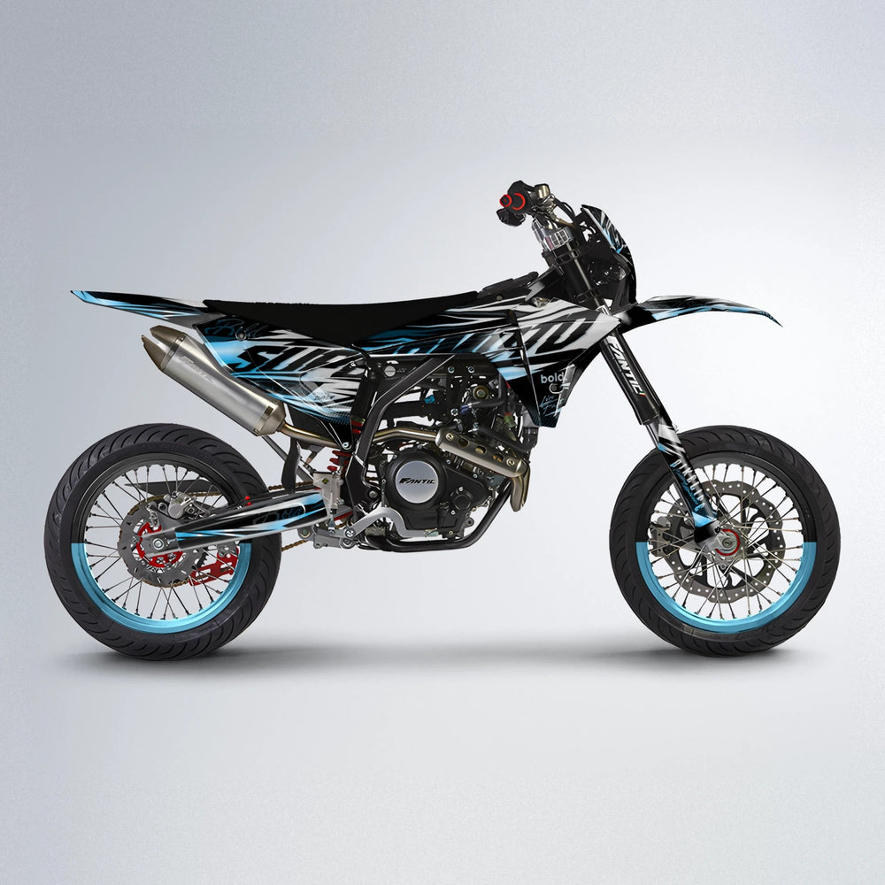 PHANTOM Fantic supermoto graphics kit in Light Blue & White