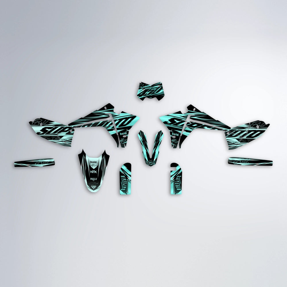 PHANTOM Fantic graphics kit parts layout in Mint