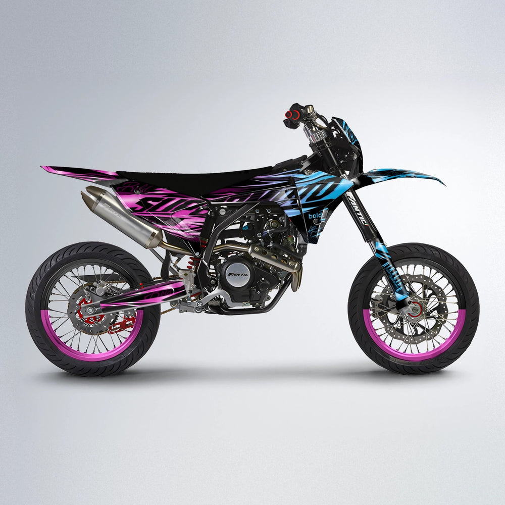 PHANTOM Fantic supermoto graphics kit in Pink & Light Blue
