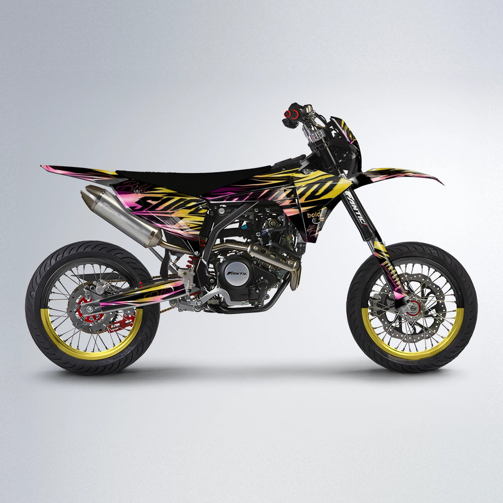 PHANTOM Fantic supermoto graphics kit in Pink & Yellow