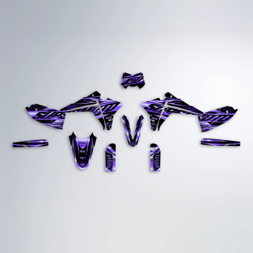 PHANTOM Fantic graphics kit parts layout in Purple