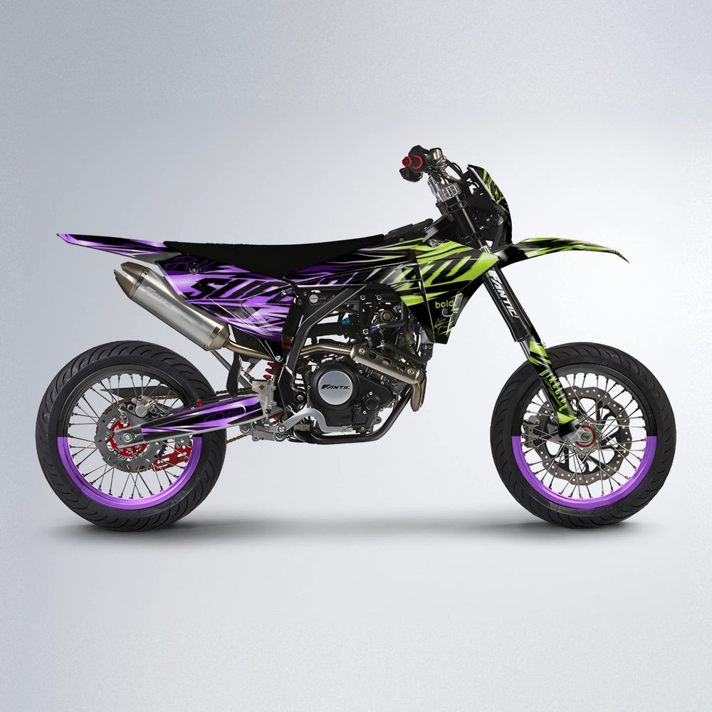 PHANTOM Fantic supermoto graphics kit in Purple & Yellow
