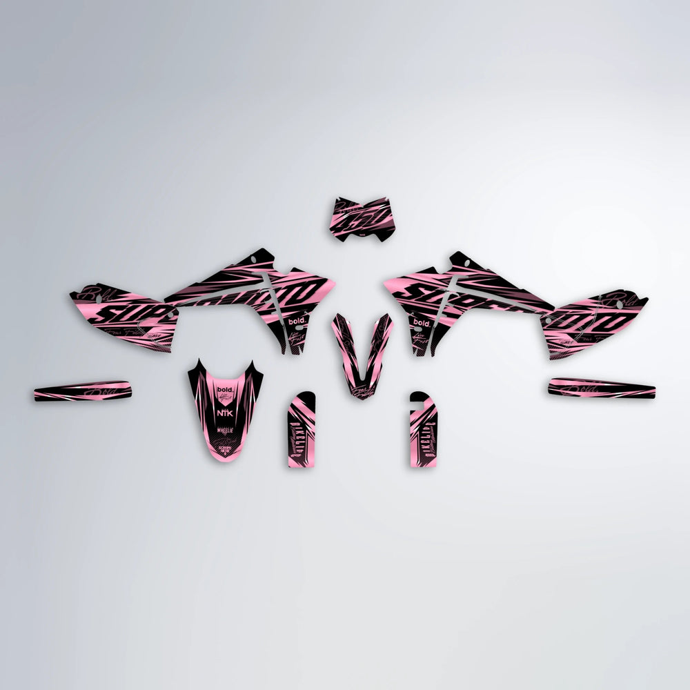 PHANTOM Fantic graphics kit parts layout in Sakura Pink