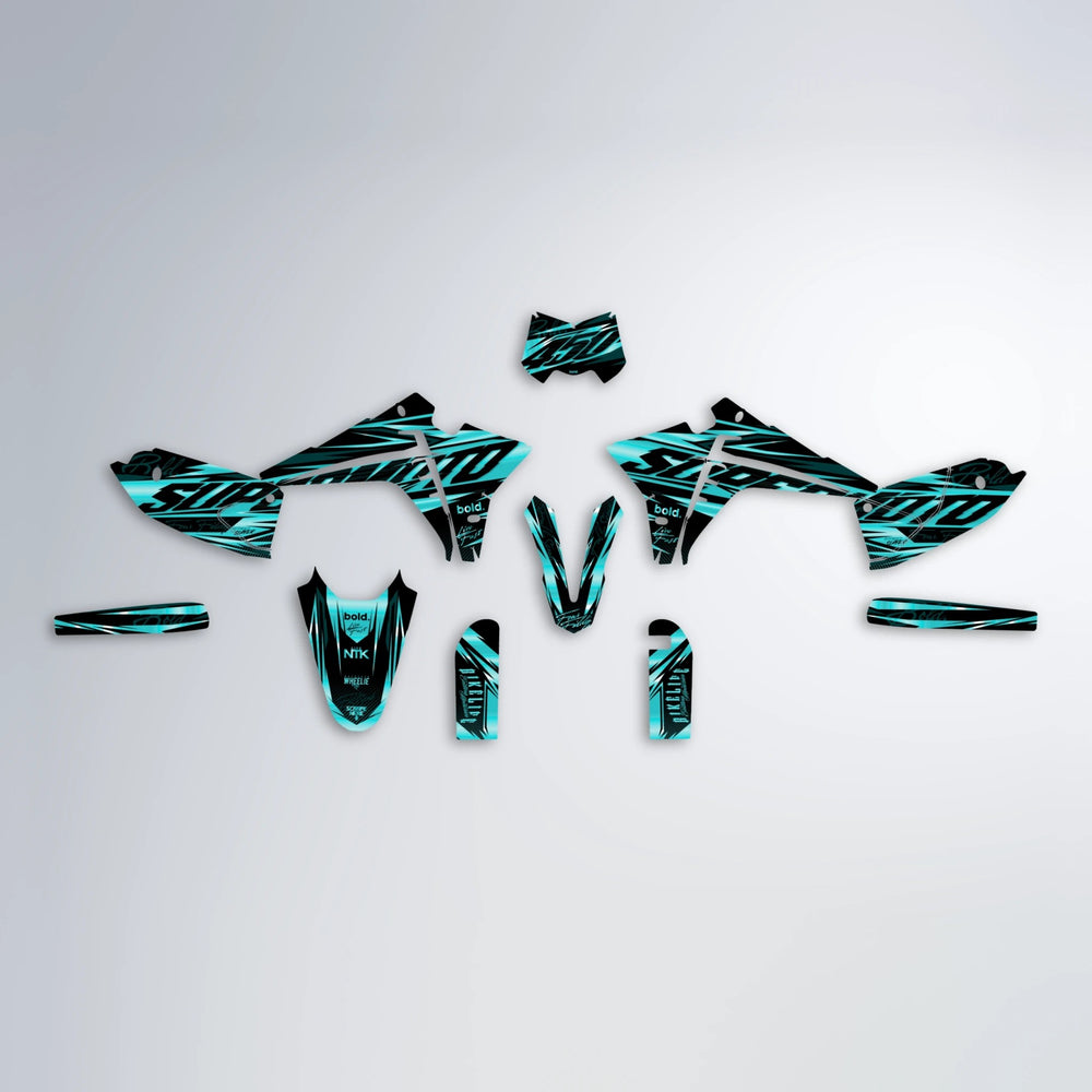 PHANTOM Fantic graphics kit parts layout in Teal
