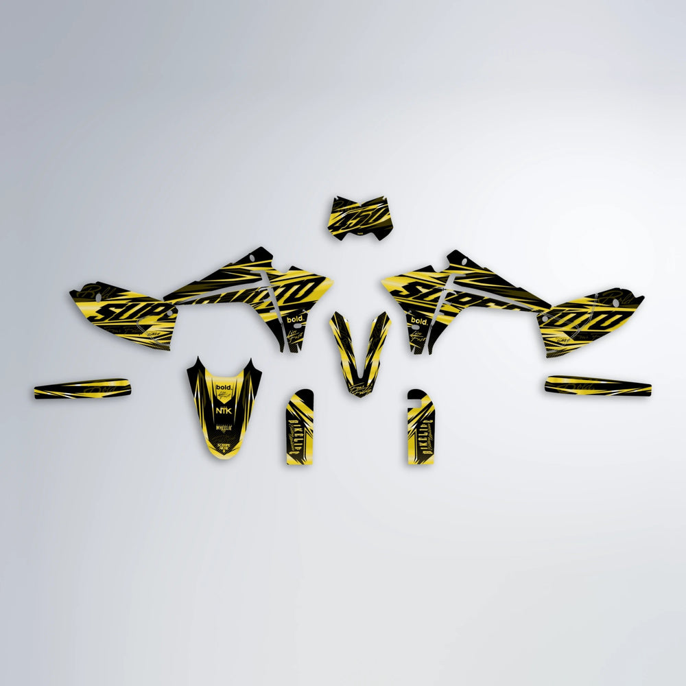PHANTOM Fantic graphics kit parts layout in Yellow