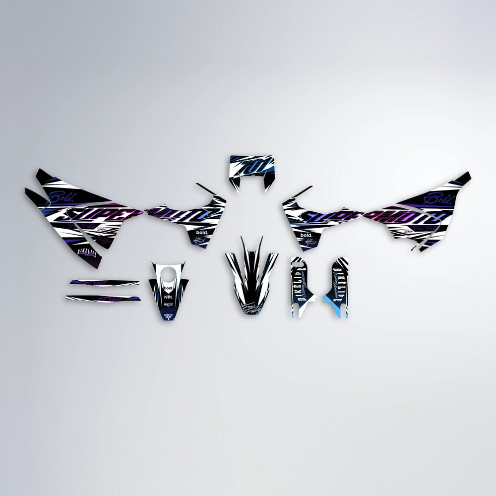 PHANTOM Husqvarna 701 graphics kit parts layout in Blue Purple Fade