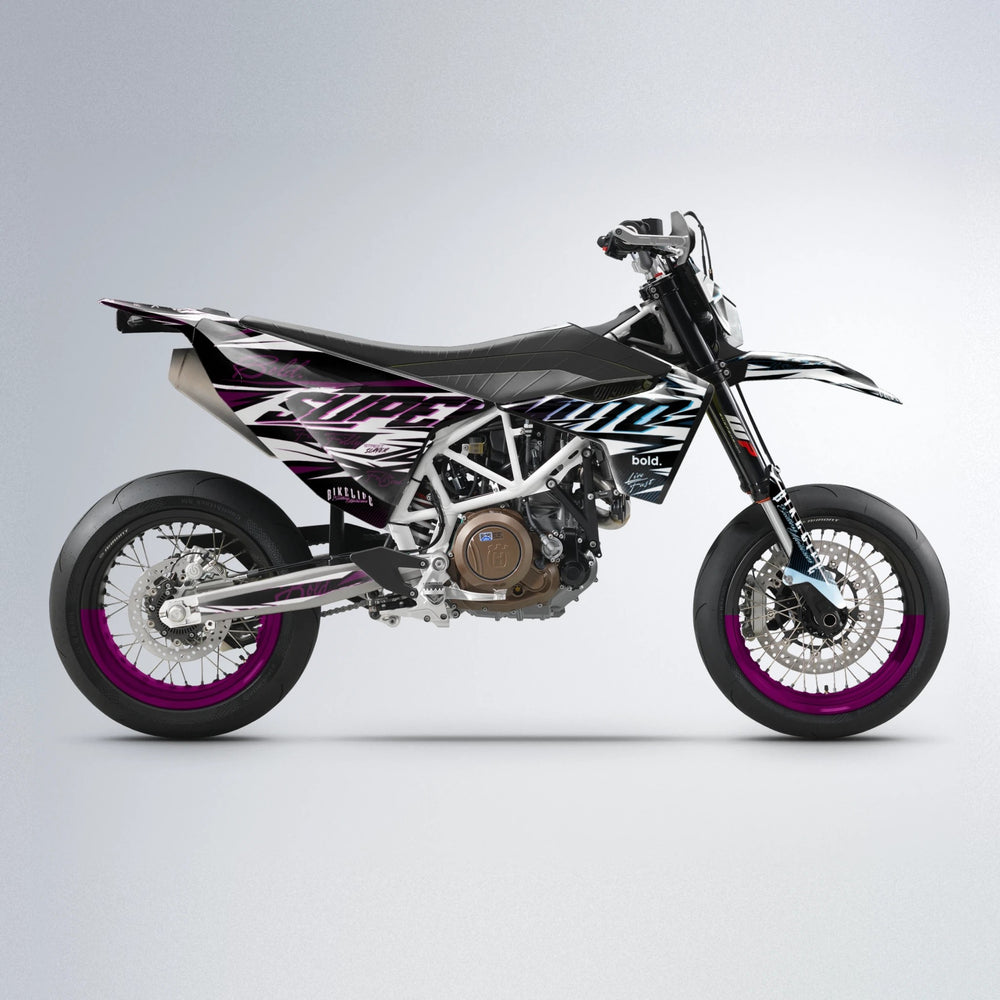 PHANTOM Husqvarna 701 supermoto graphics kit in Pink & Light Blue