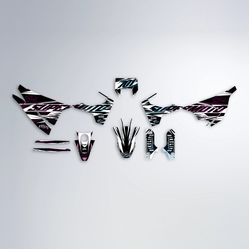 PHANTOM Husqvarna 701 graphics kit parts layout in Pink & Light Blue