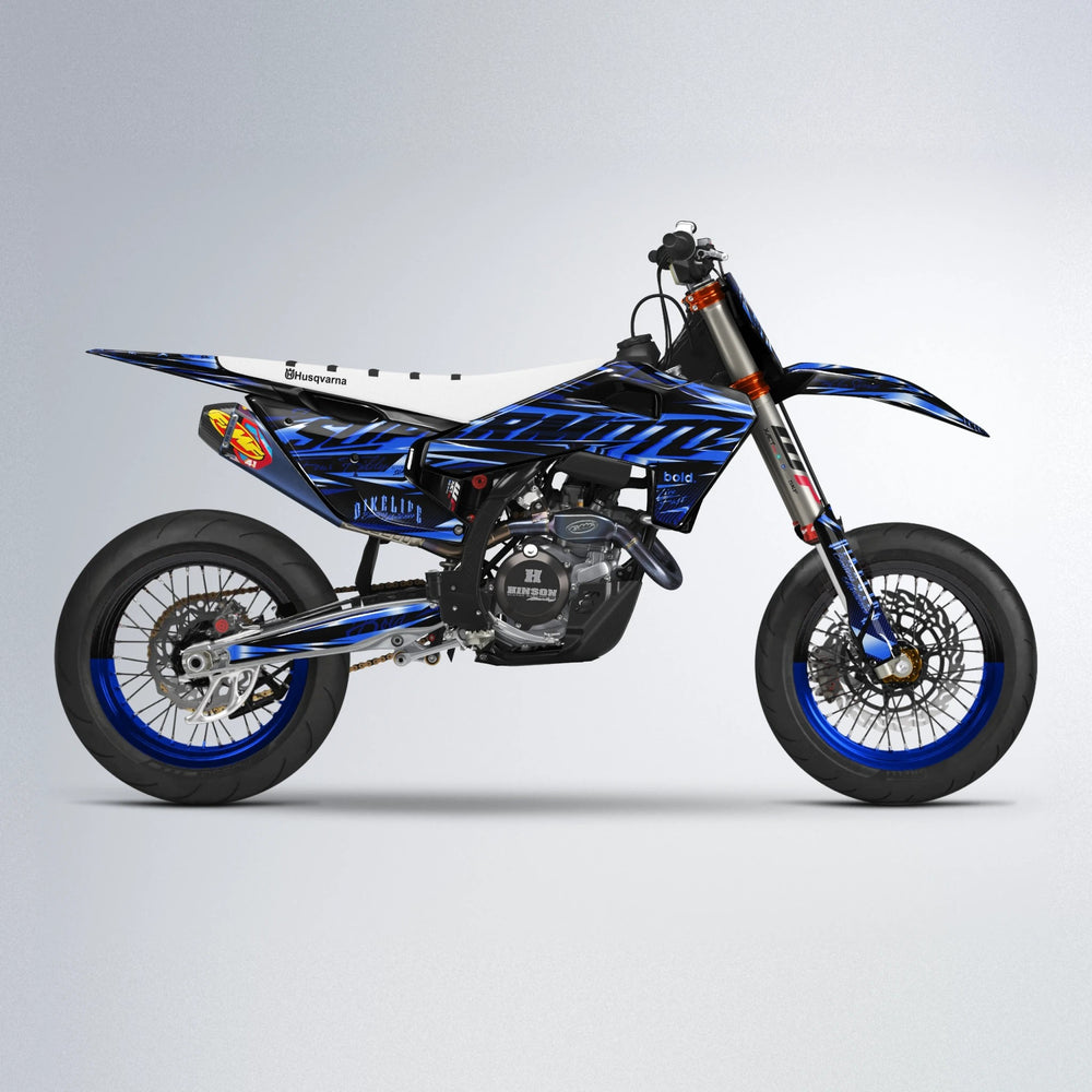 PHANTOM Husqvarna FE/TE supermoto graphics kit in Blue