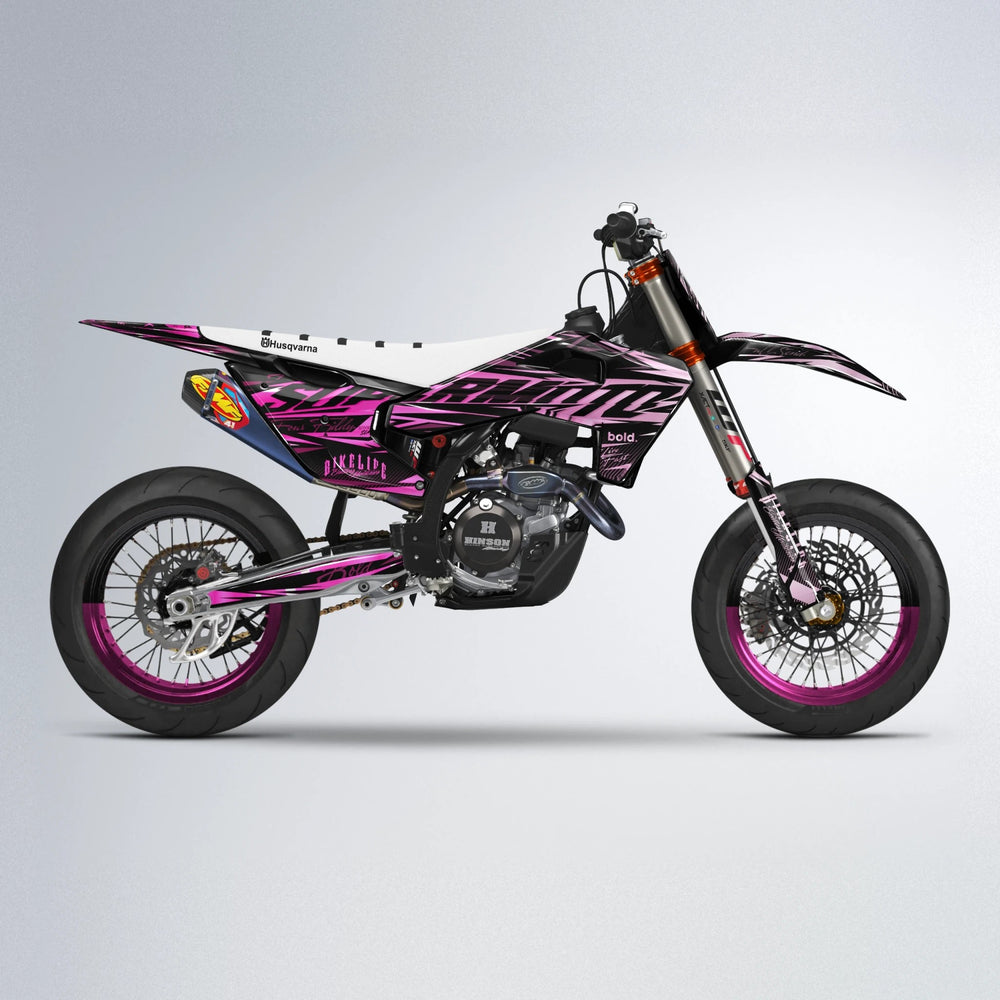 PHANTOM Husqvarna FE/TE supermoto graphics kit in Flamingo