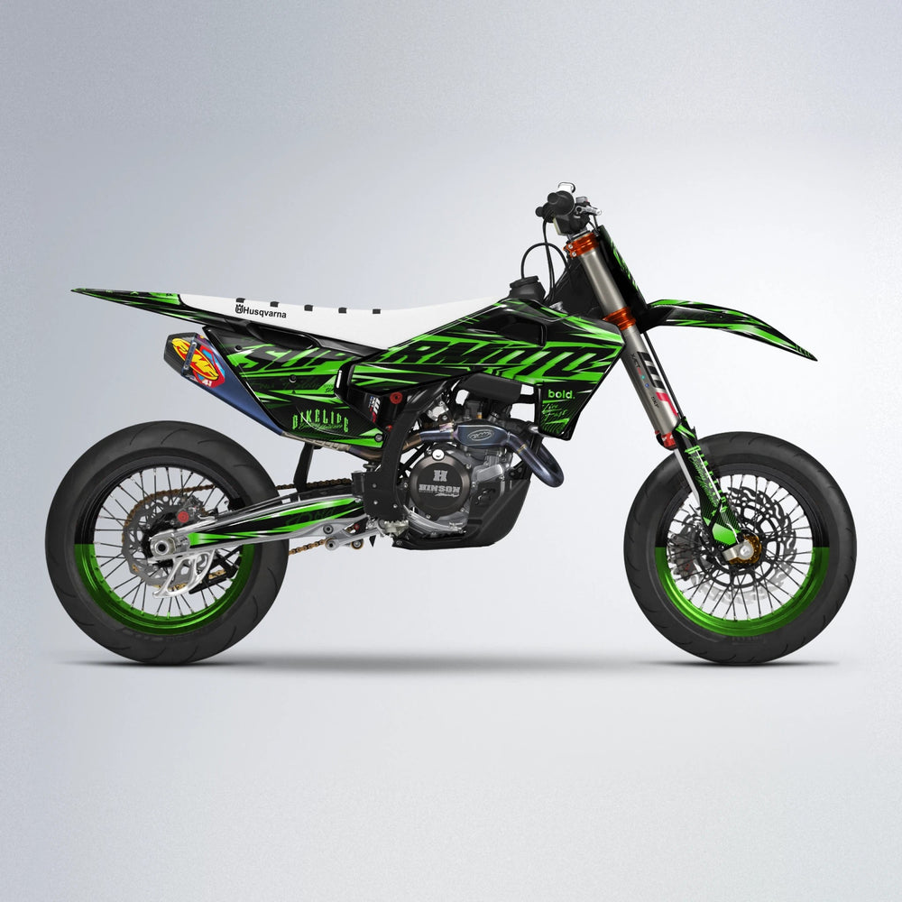 PHANTOM Husqvarna FE/TE supermoto graphics kit in Green