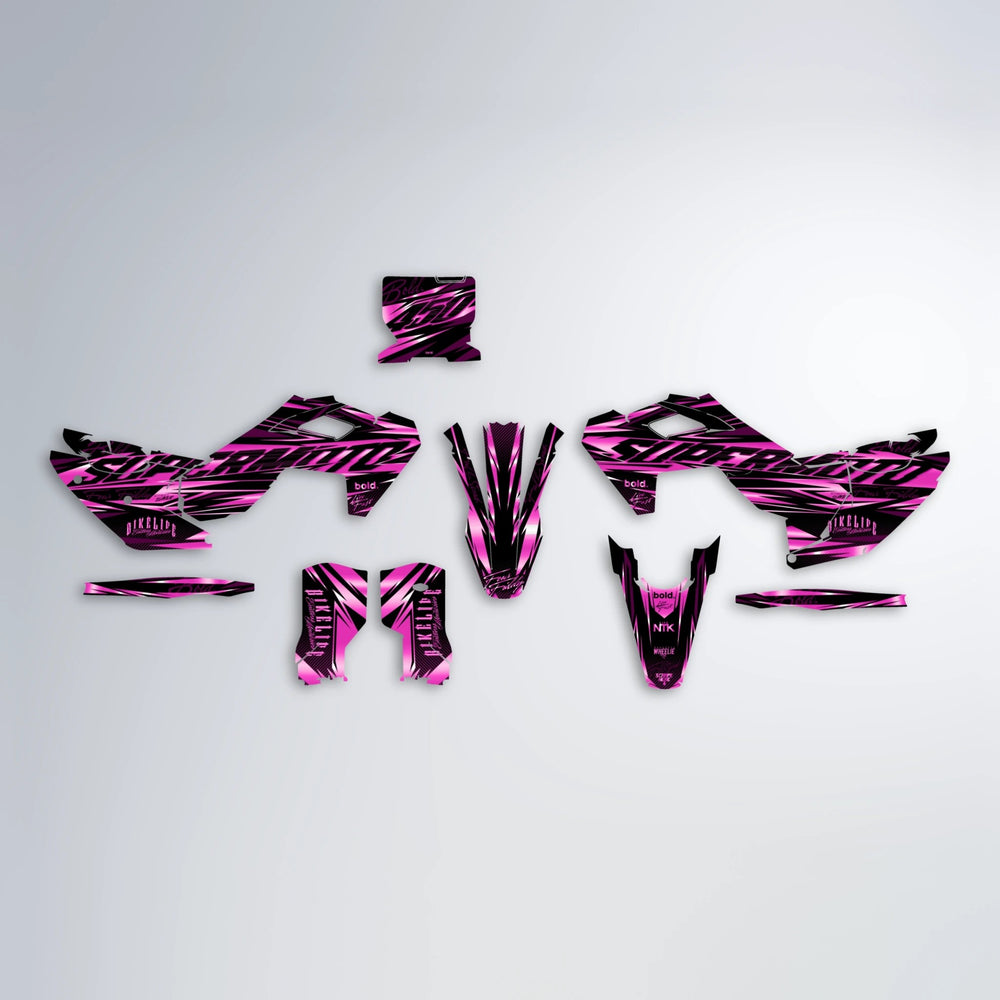PHANTOM Husqvarna FE/TE graphics kit parts layout in Pink