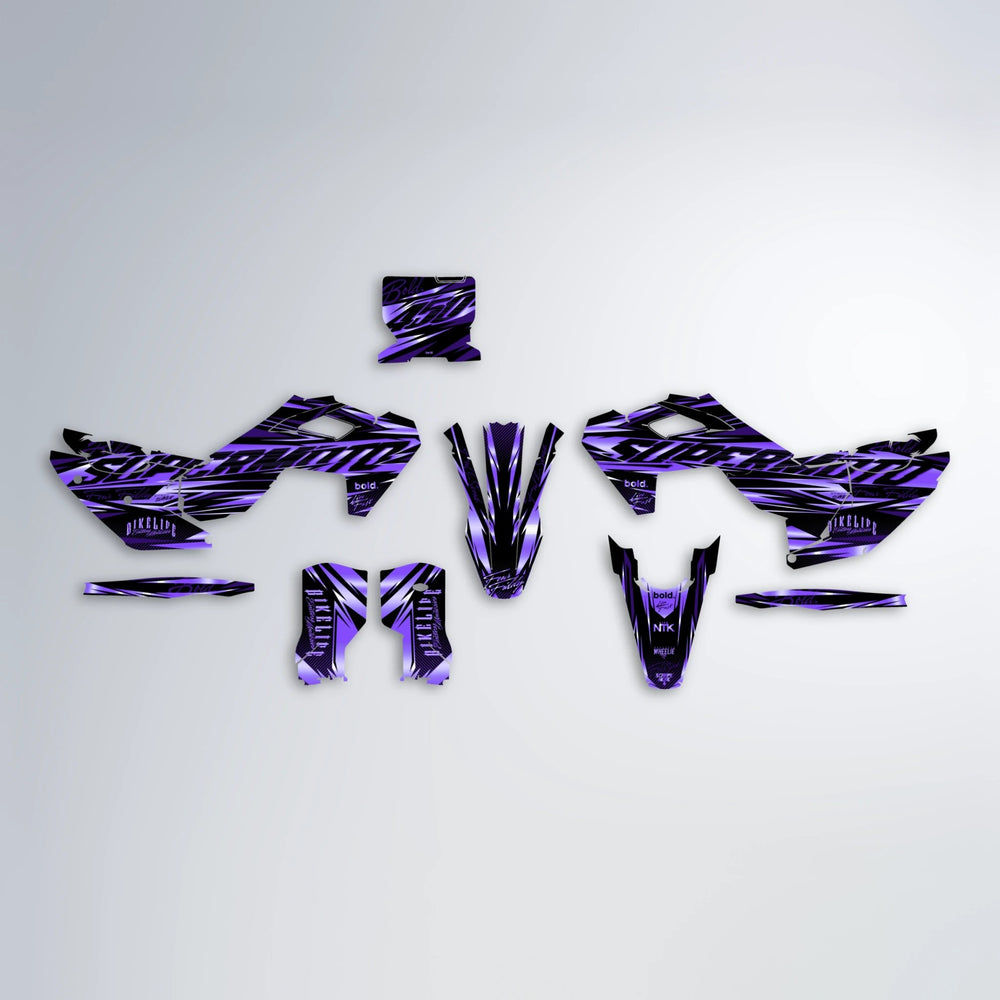 PHANTOM Husqvarna FE/TE graphics kit parts layout in Purple