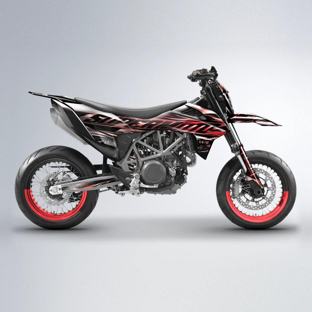 PHANTOM KTM SMC 690 supermoto graphics kit in Black & Red