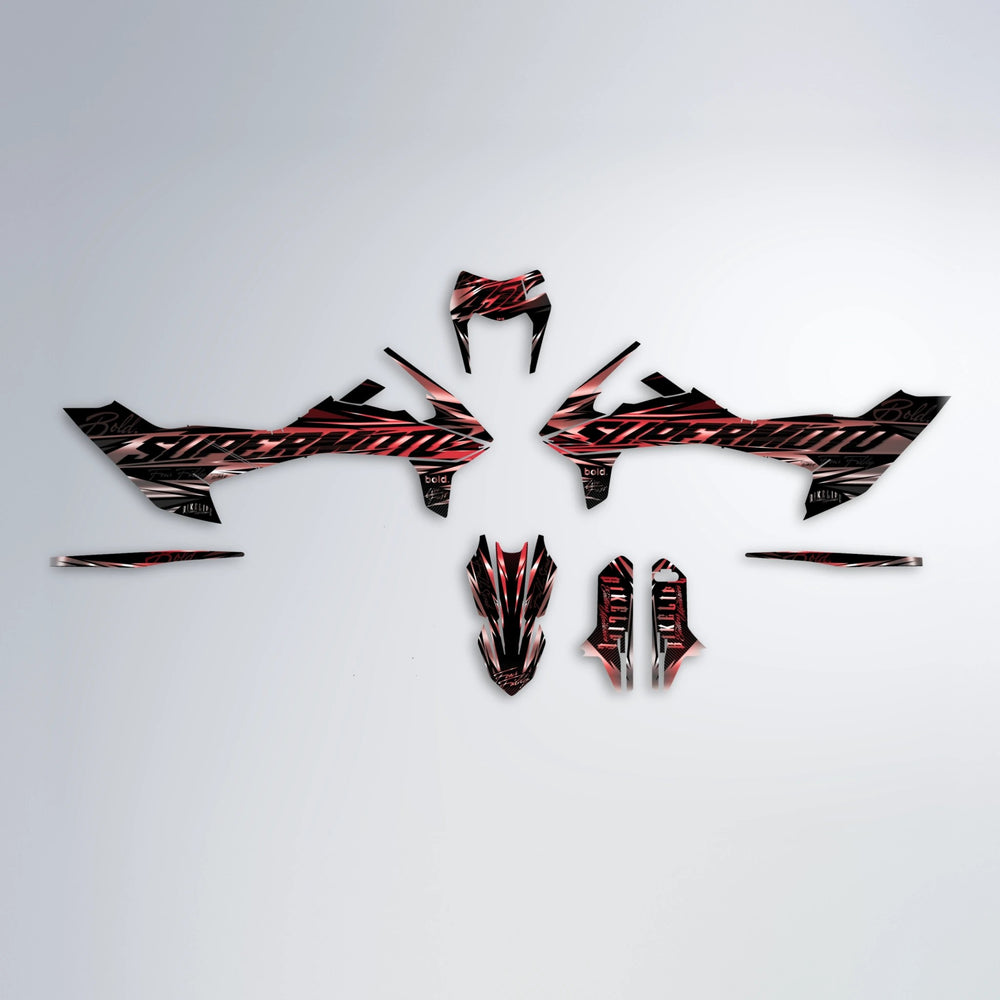 PHANTOM KTM SMC 690 graphics kit parts layout in Black & Red