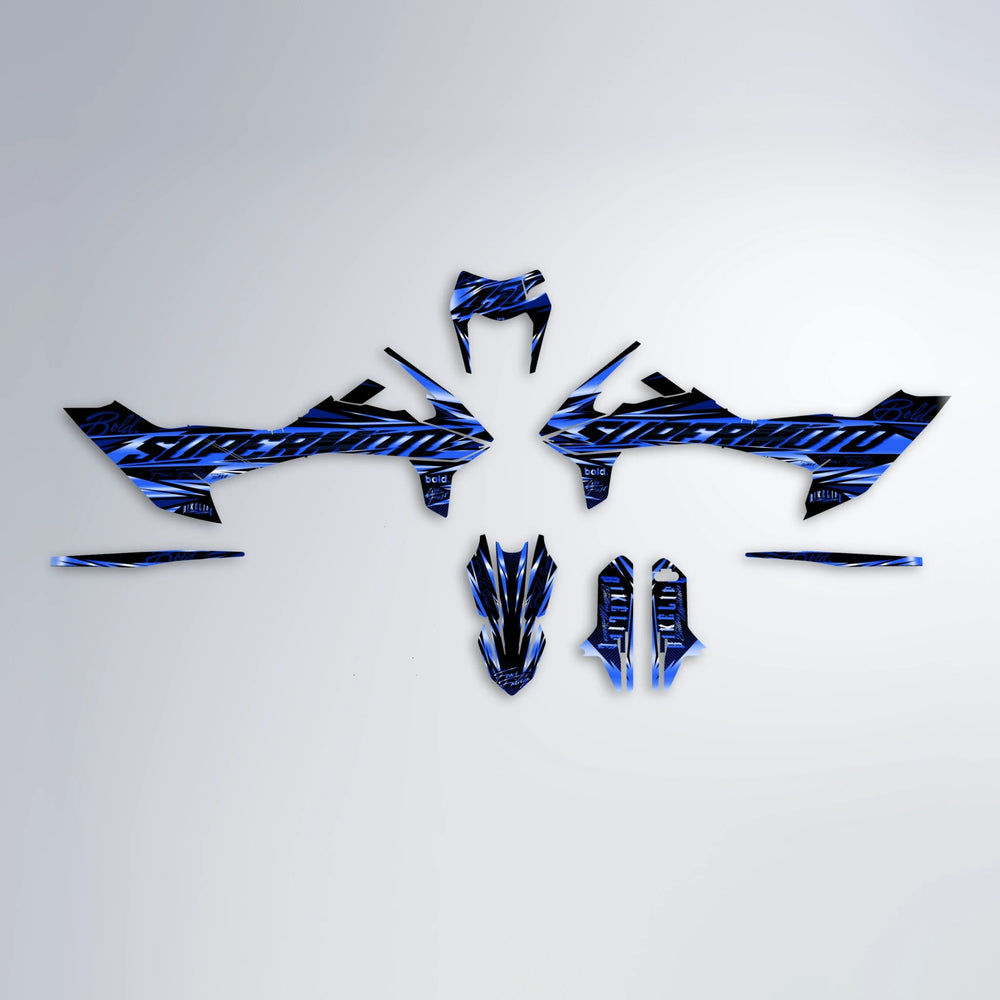 PHANTOM KTM SMC 690 graphics kit parts layout in Blue