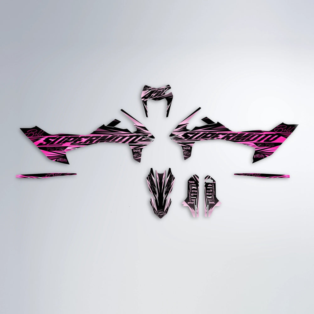 PHANTOM KTM SMC 690 graphics kit parts layout in Flamingo