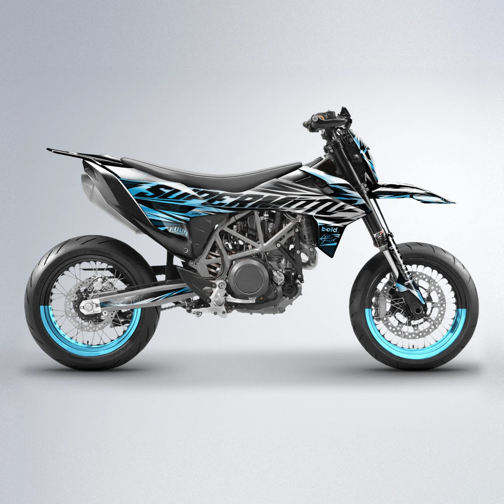 PHANTOM KTM SMC 690 supermoto graphics kit in Light Blue & White